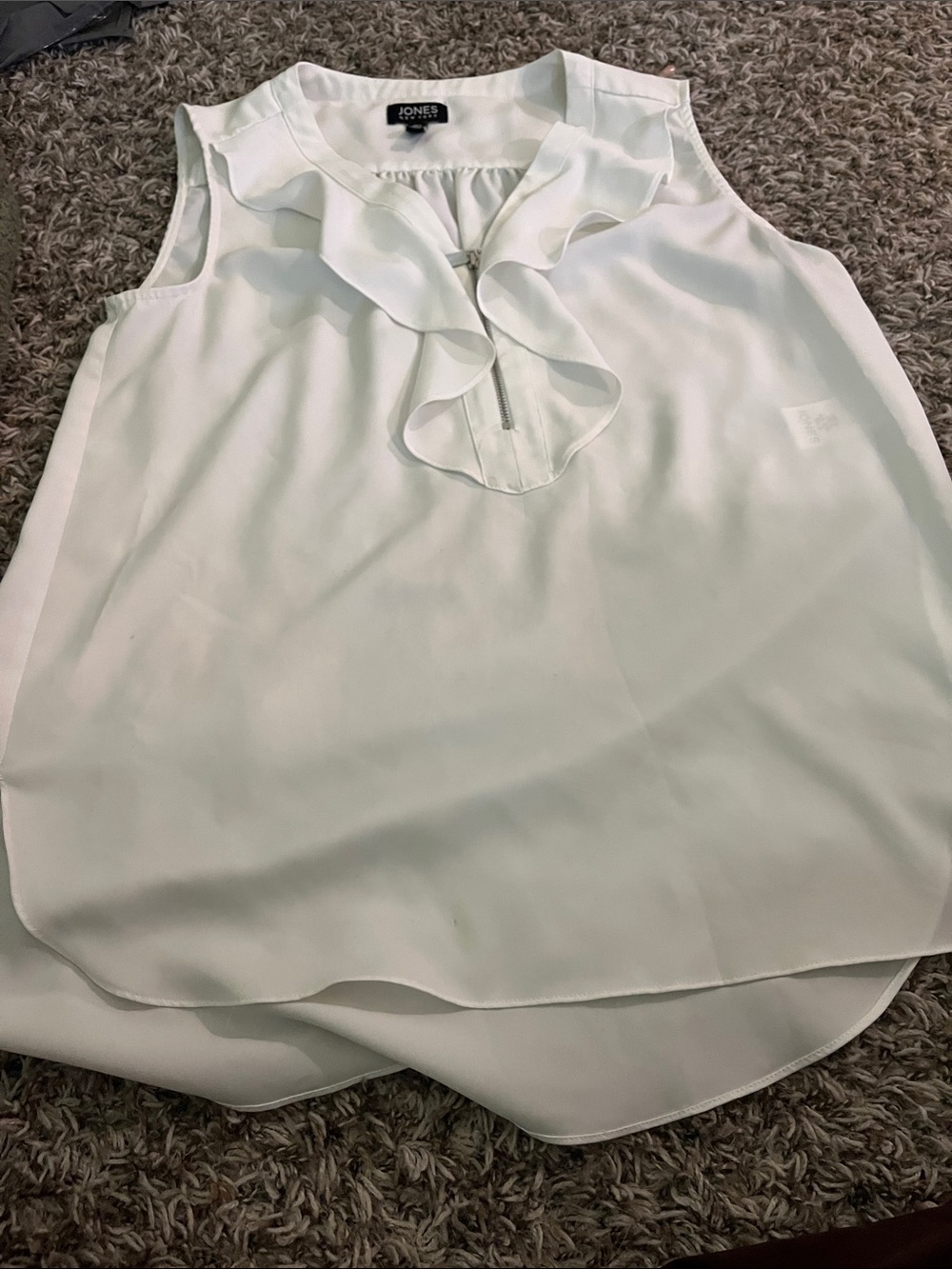 Jones New York Cream Ruffle-Detail Sleeveless Blouse